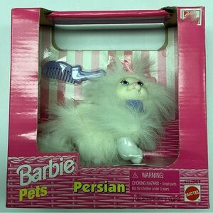 Mattel Barbie Pets Persian Cat with Comb - White and Pink